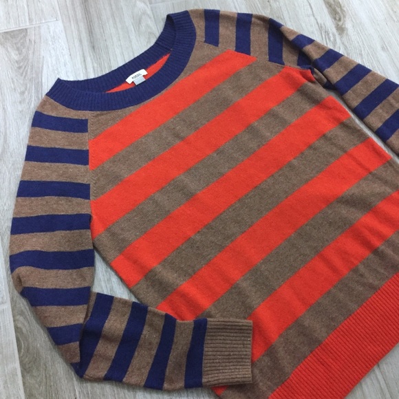 Fossil Lola Multistripe Crewneck Navy Orange Small - Picture 3 of 4
